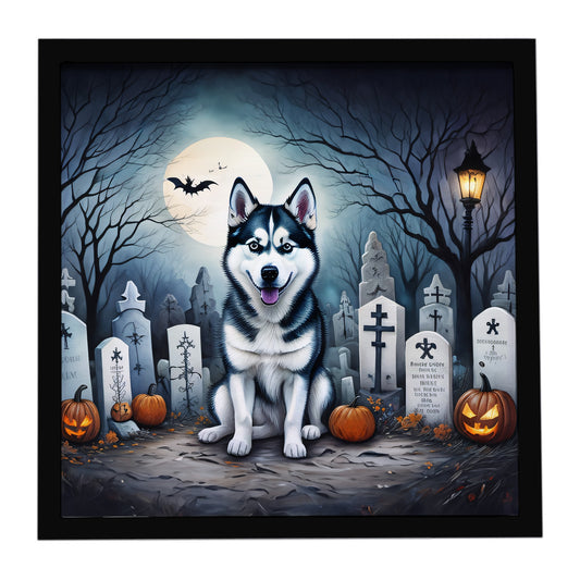 Buy this Siberian Husky Spooky Halloween Framed Metal Print