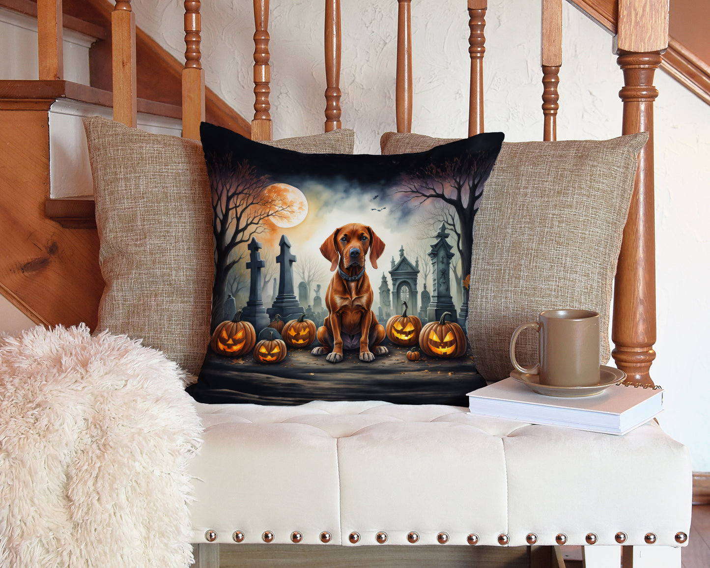 Vizsla Spooky Halloween Throw Pillow