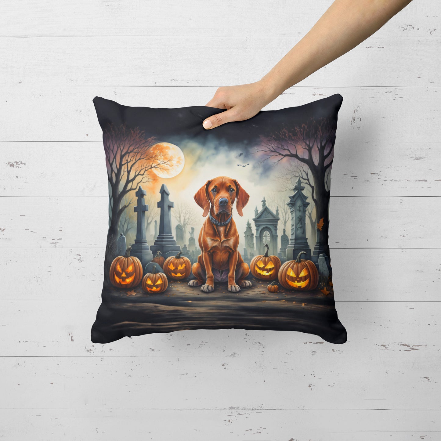 Vizsla Spooky Halloween Throw Pillow