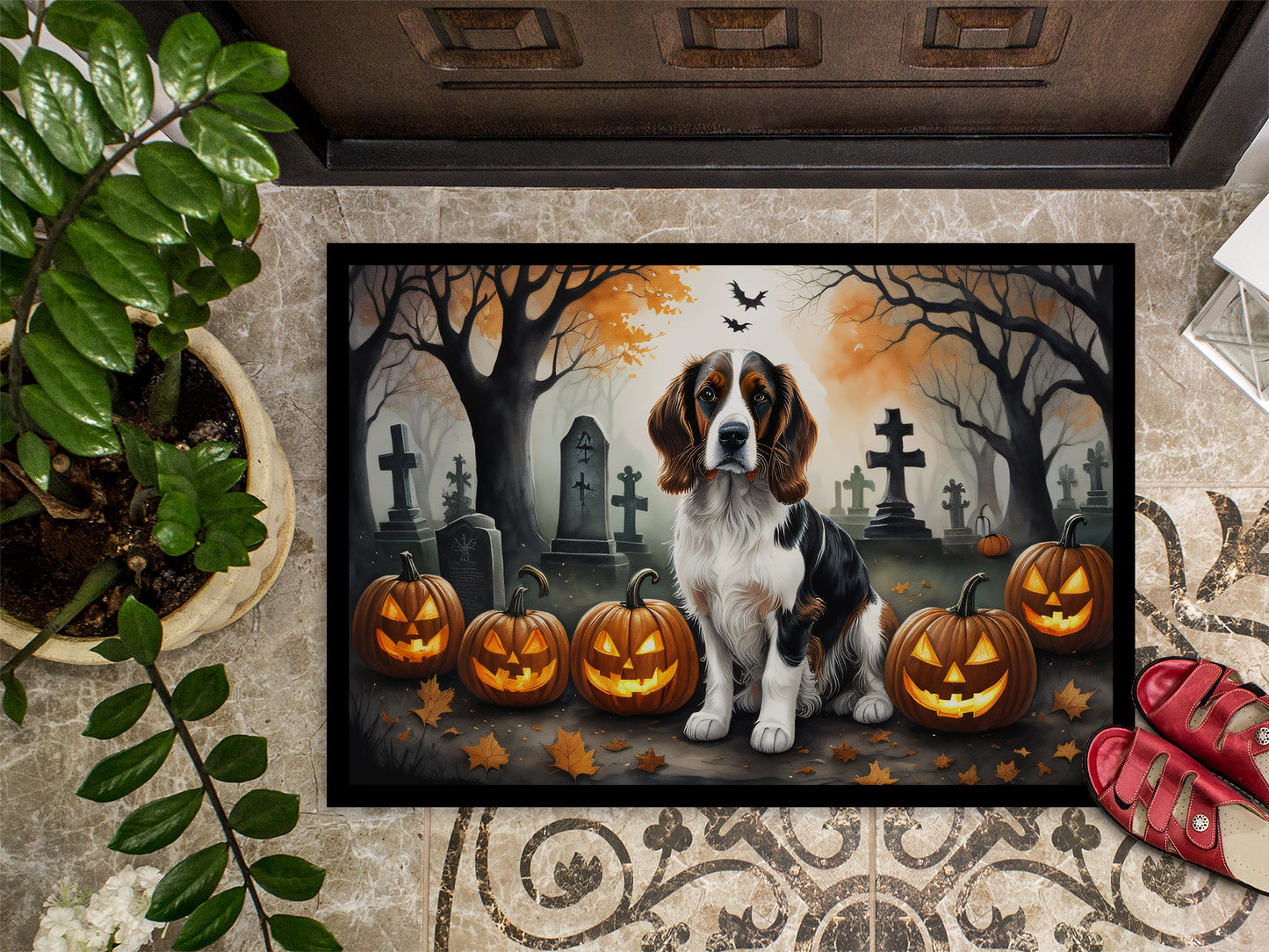 Welsh Springer Spaniel Spooky Halloween Doormat