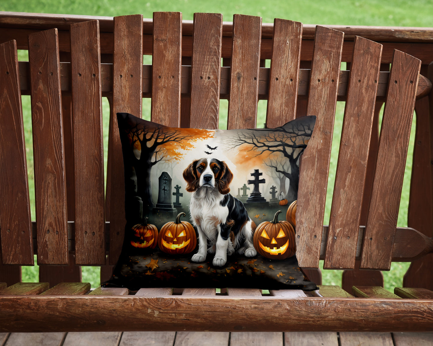 Welsh Springer Spaniel Spooky Halloween Throw Pillow