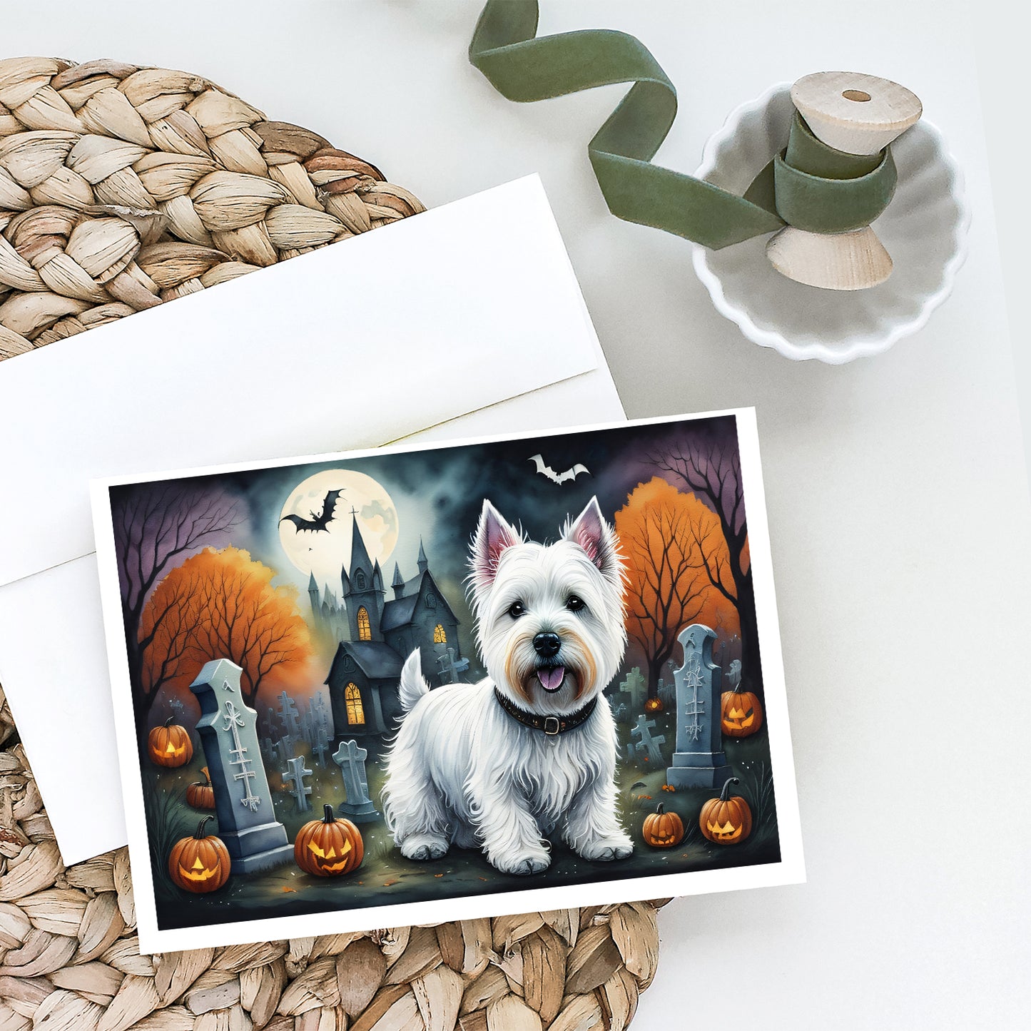 Westie Spooky Halloween Greeting Cards Pack of 8