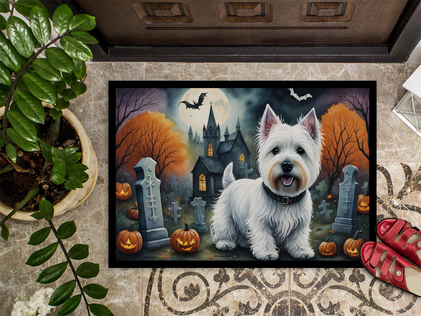 Westie Spooky Halloween Doormat