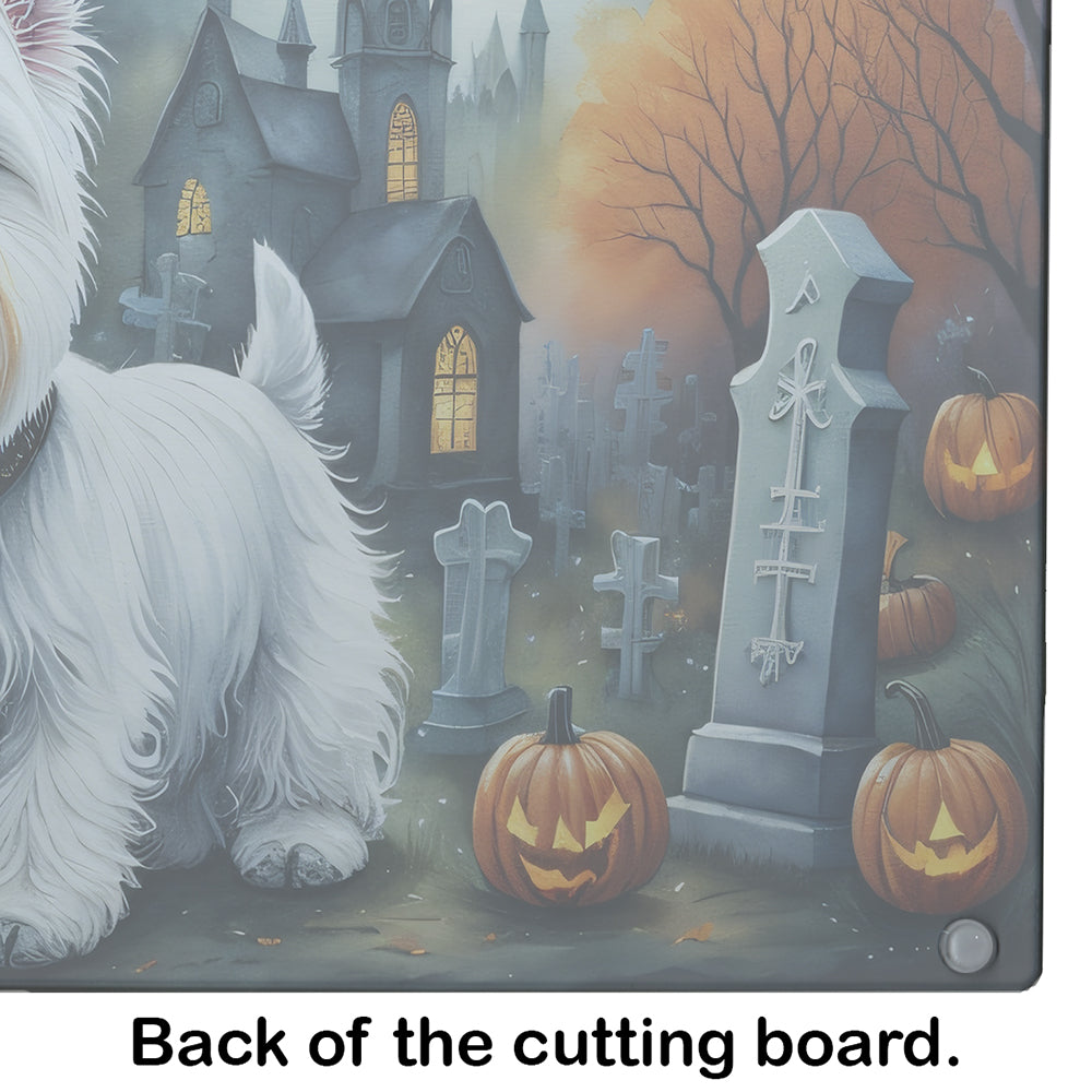 Westie Spooky Halloween Glass Cutting Board