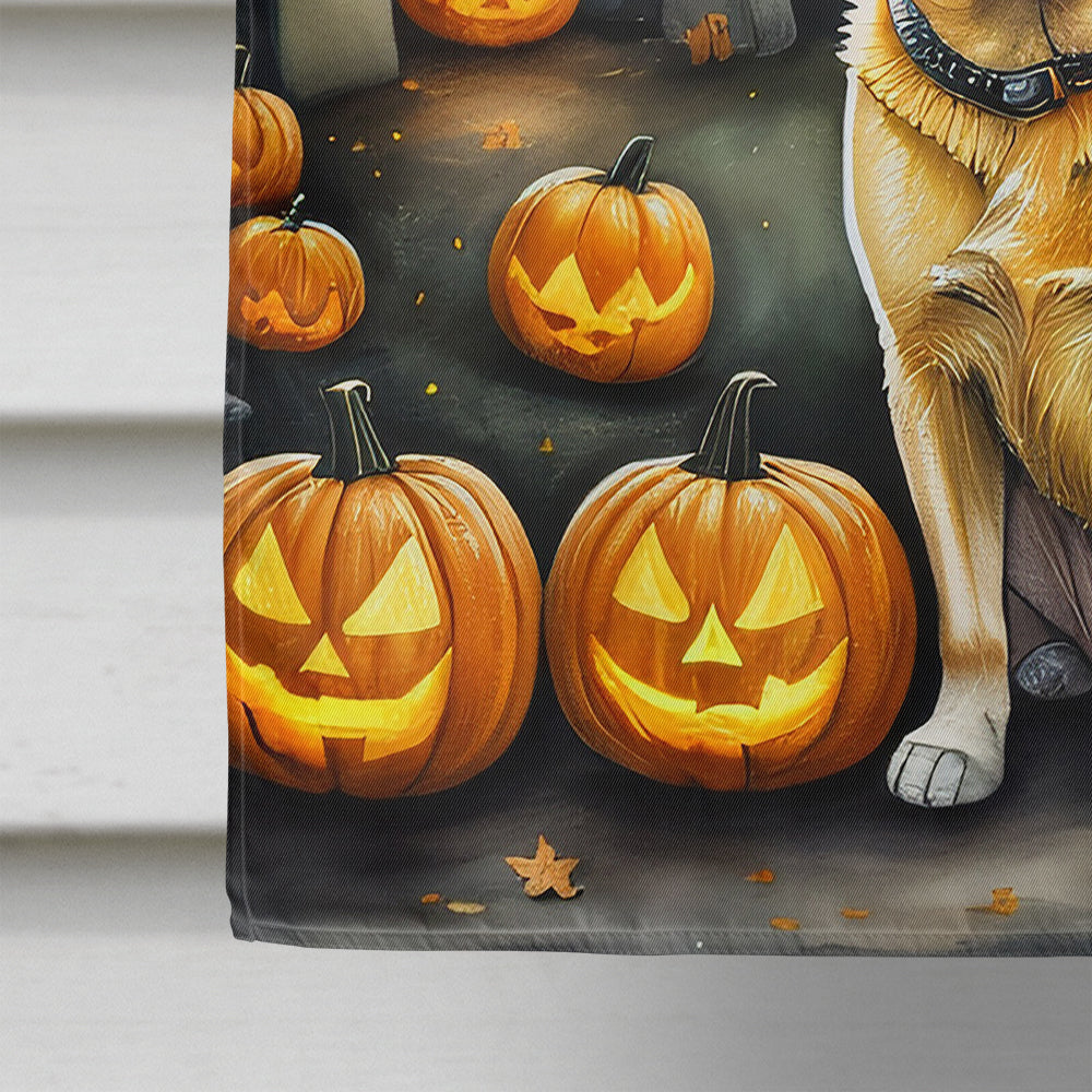 Yellow Labrador Retriever Spooky Halloween House Flag