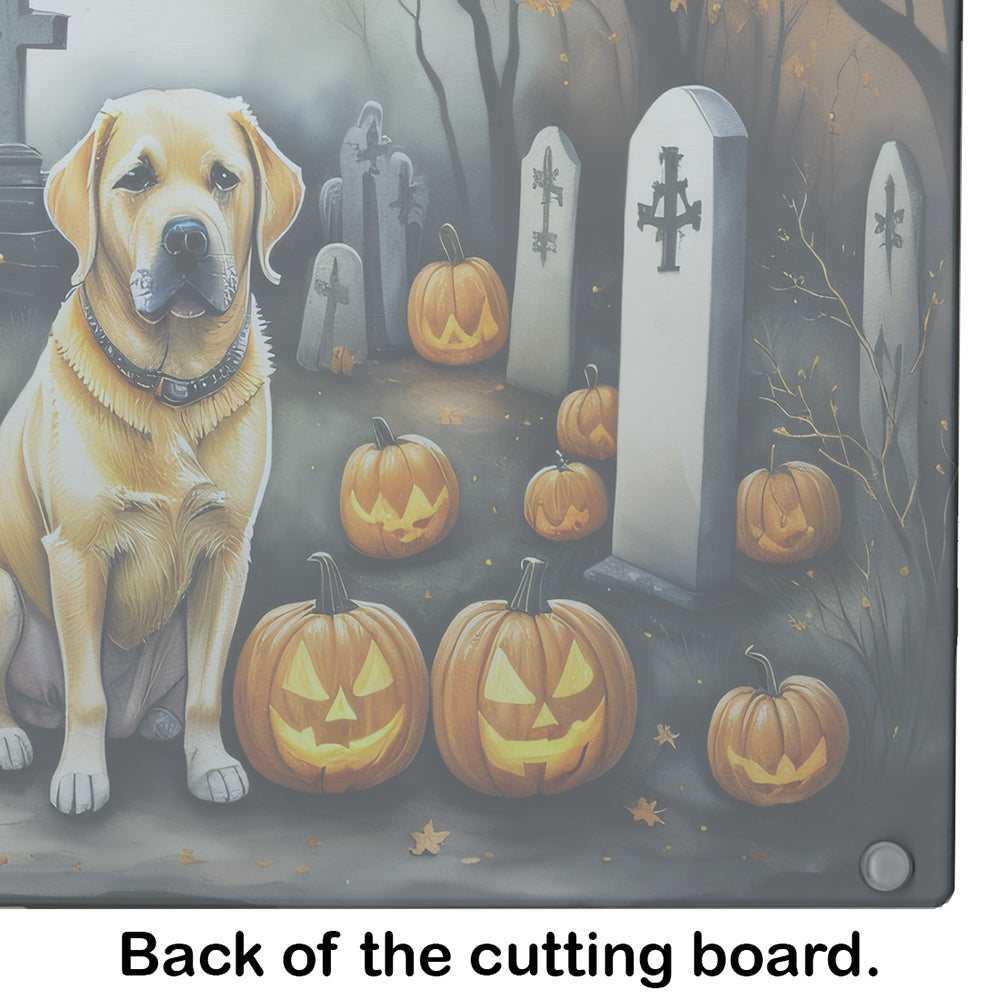 Yellow Labrador Retriever Spooky Halloween Glass Cutting Board