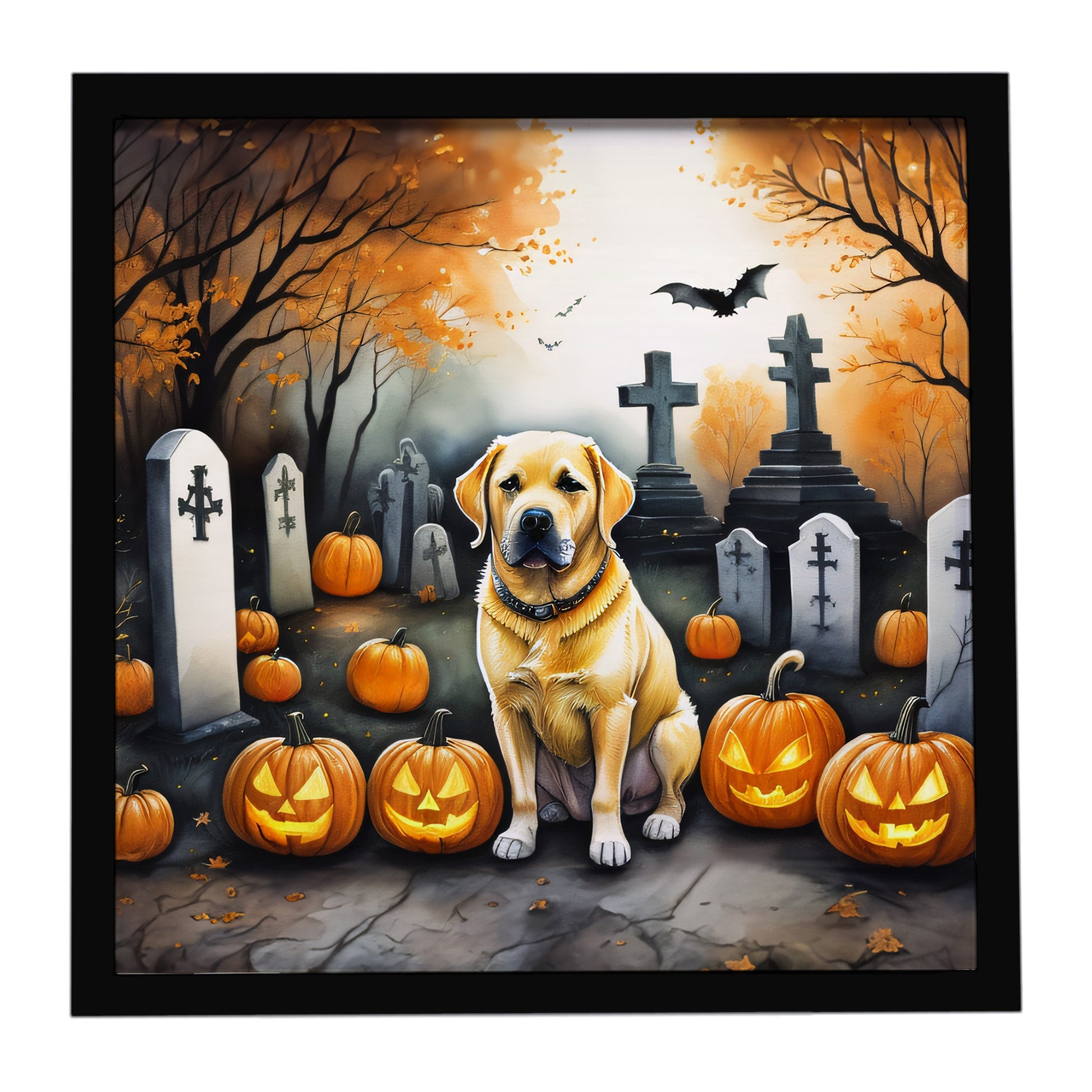 Buy this Yellow Labrador Retriever Spooky Halloween Framed Metal Print