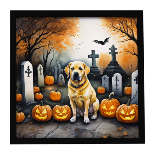 Buy this Yellow Labrador Retriever Spooky Halloween Framed Metal Print