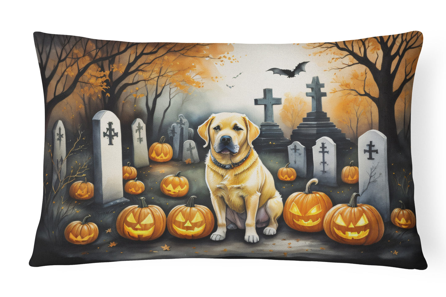 Buy this Yellow Labrador Retriever Spooky Halloween Throw Pillow