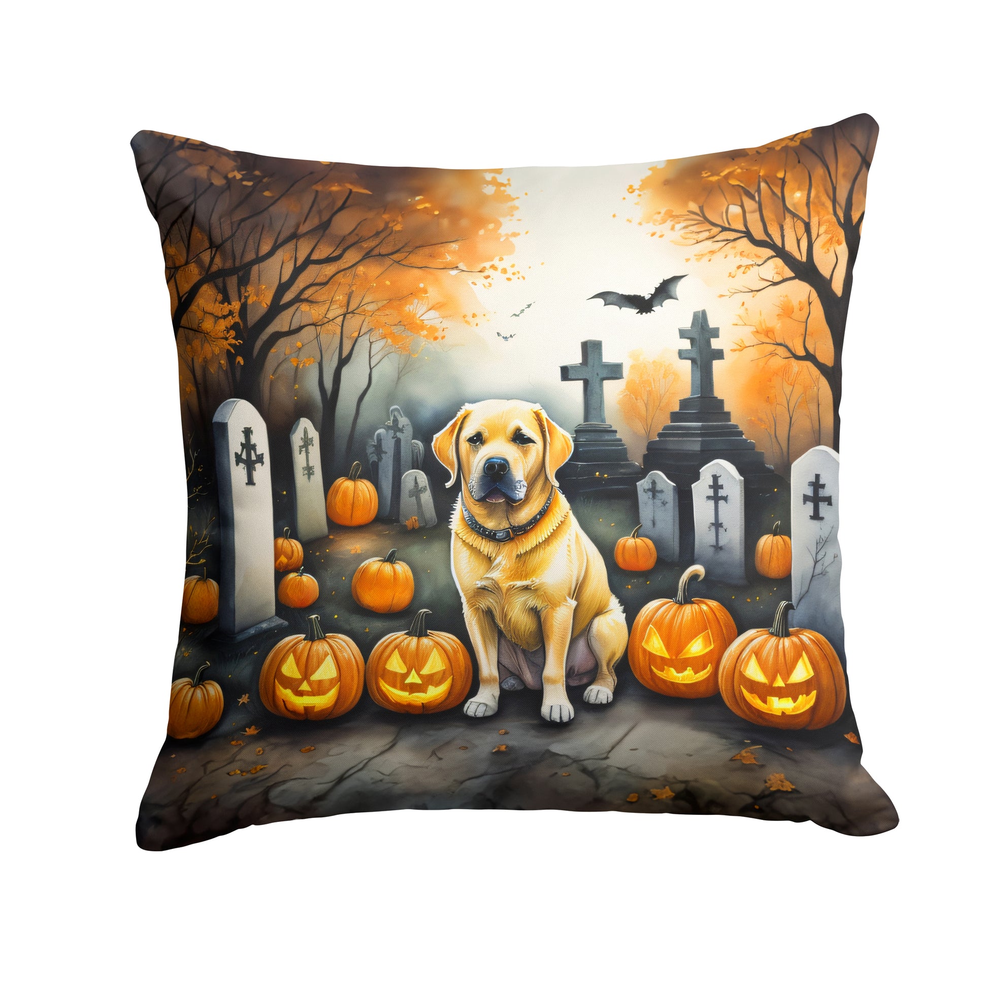 Buy this Yellow Labrador Retriever Spooky Halloween Throw Pillow