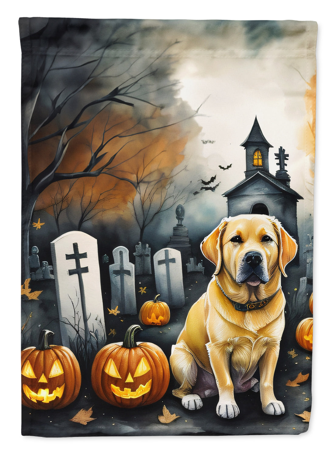 Buy this Yellow Labrador Retriever Spooky Halloween House Flag