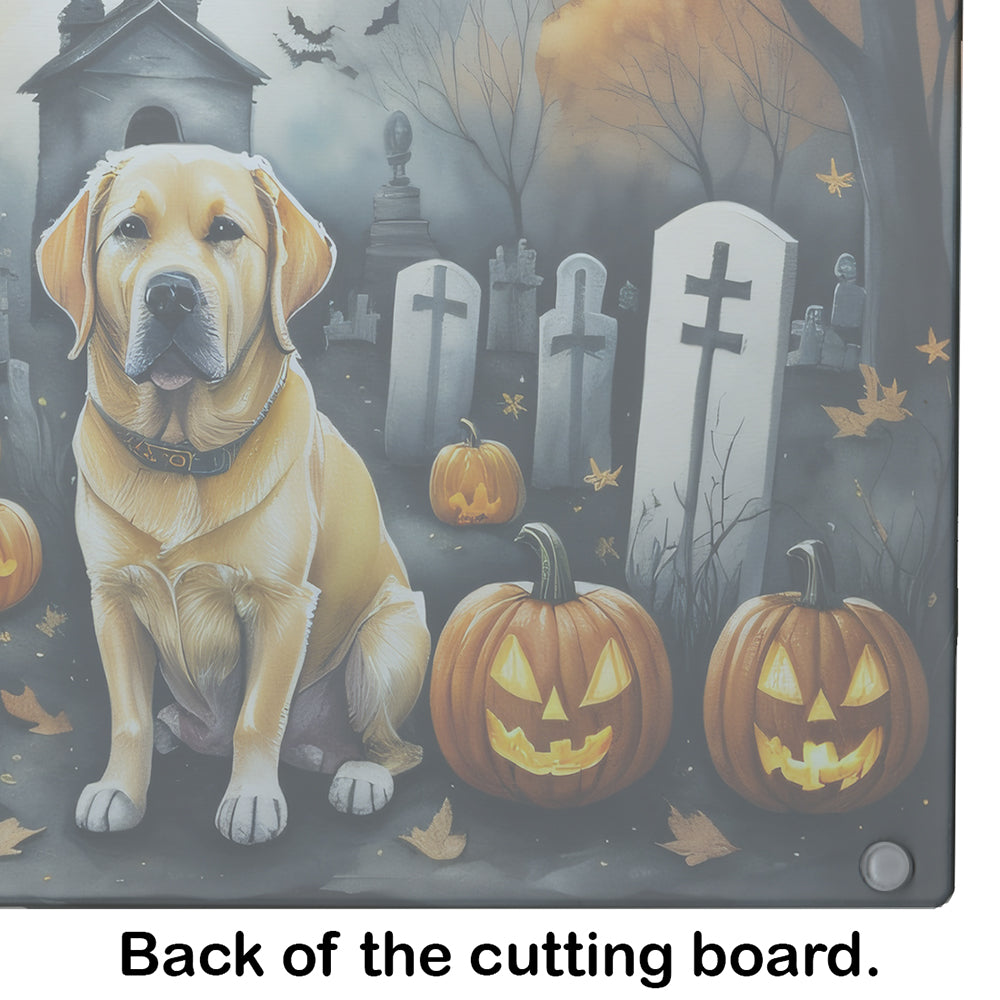 Yellow Labrador Retriever Spooky Halloween Glass Cutting Board