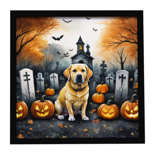 Buy this Yellow Labrador Retriever Spooky Halloween Framed Metal Print