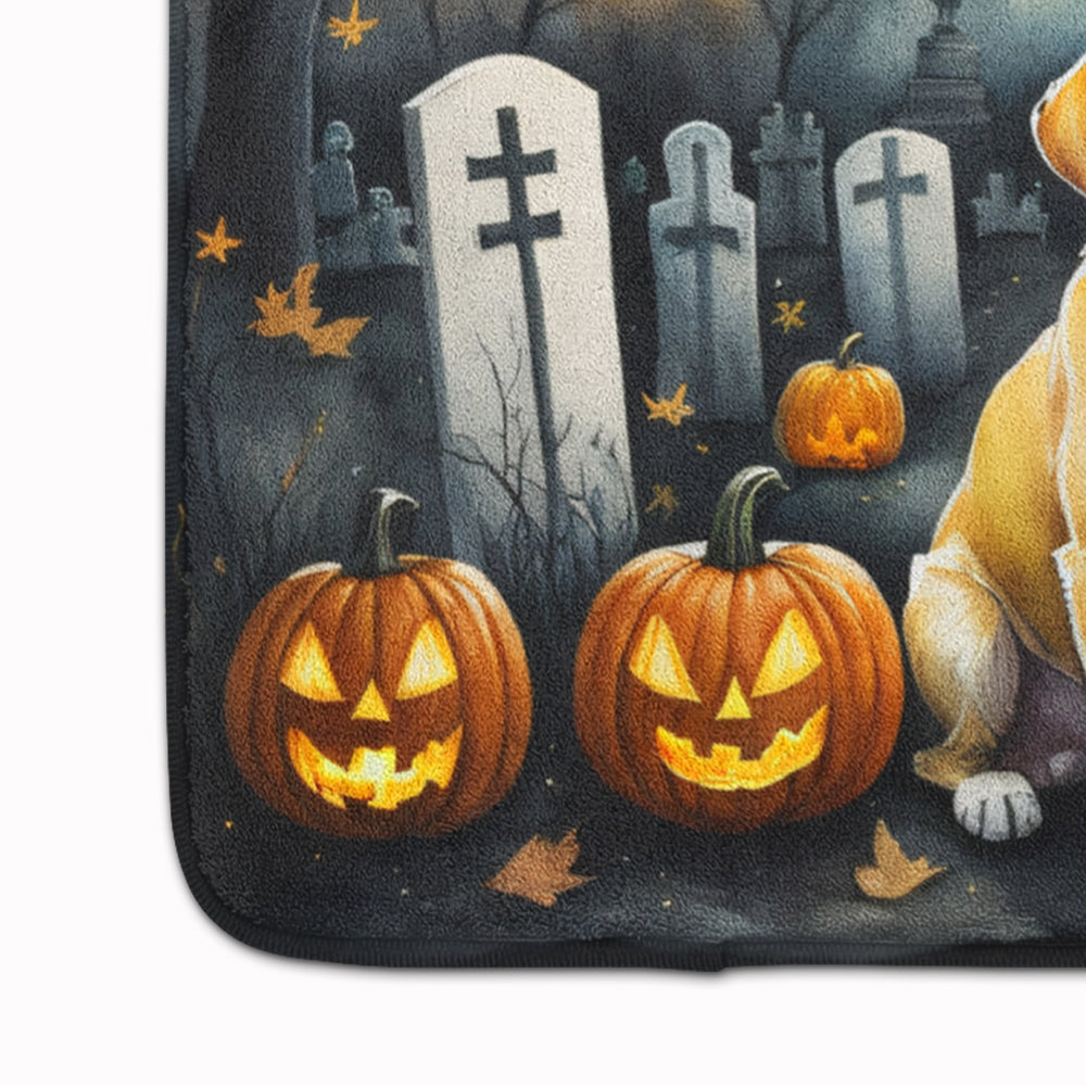 Yellow Labrador Retriever Spooky Halloween Memory Foam Kitchen Mat