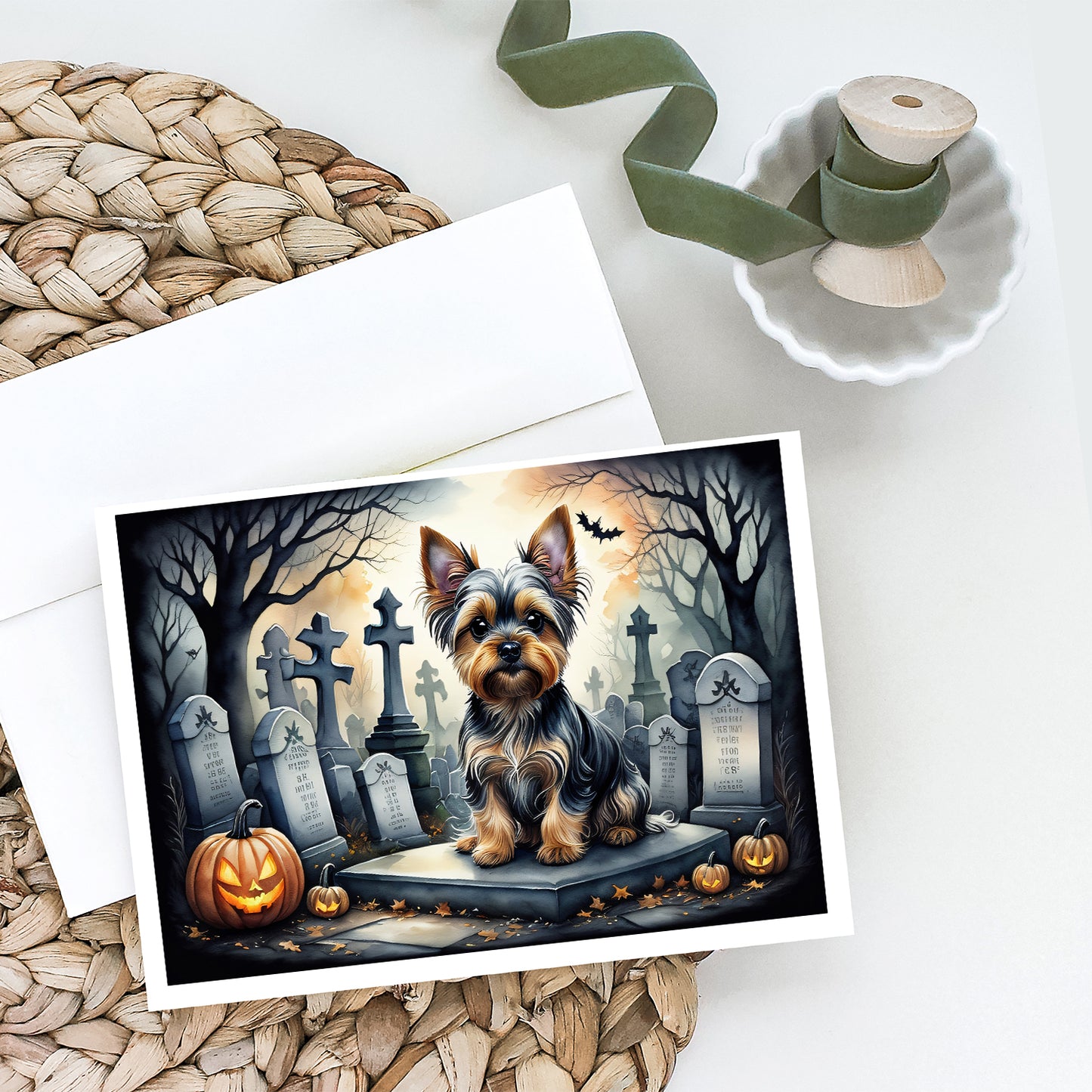 Yorkshire Terrier Spooky Halloween Greeting Cards Pack of 8