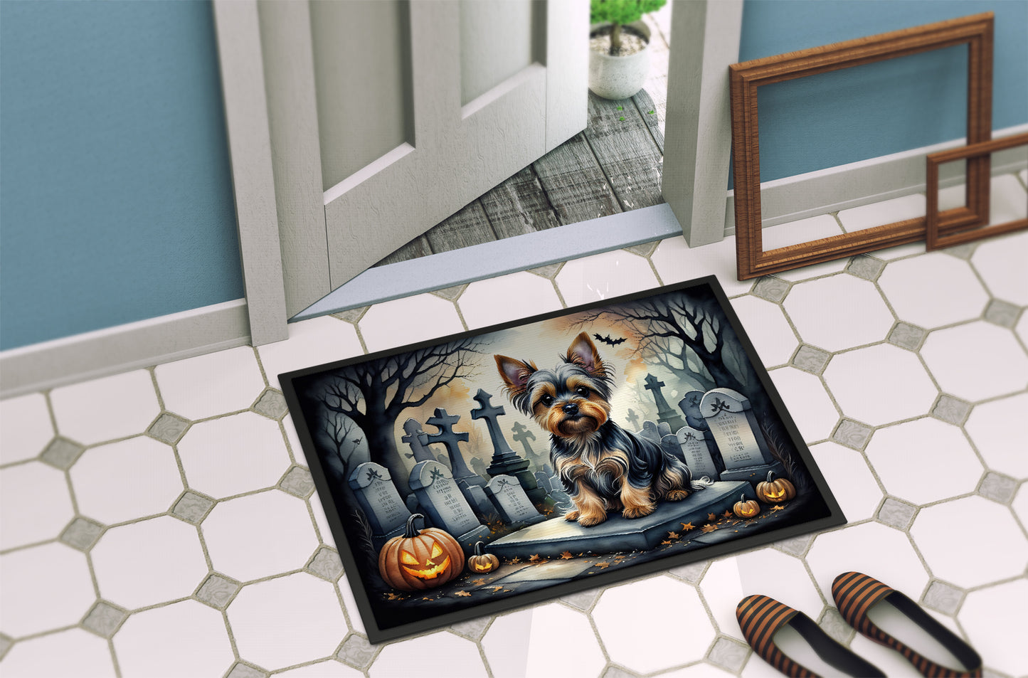 Yorkshire Terrier Spooky Halloween Doormat