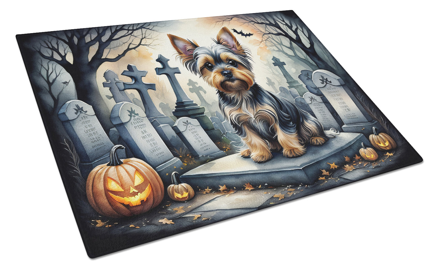 Buy this Yorkshire Terrier Spooky Halloween Glass Cutting Board