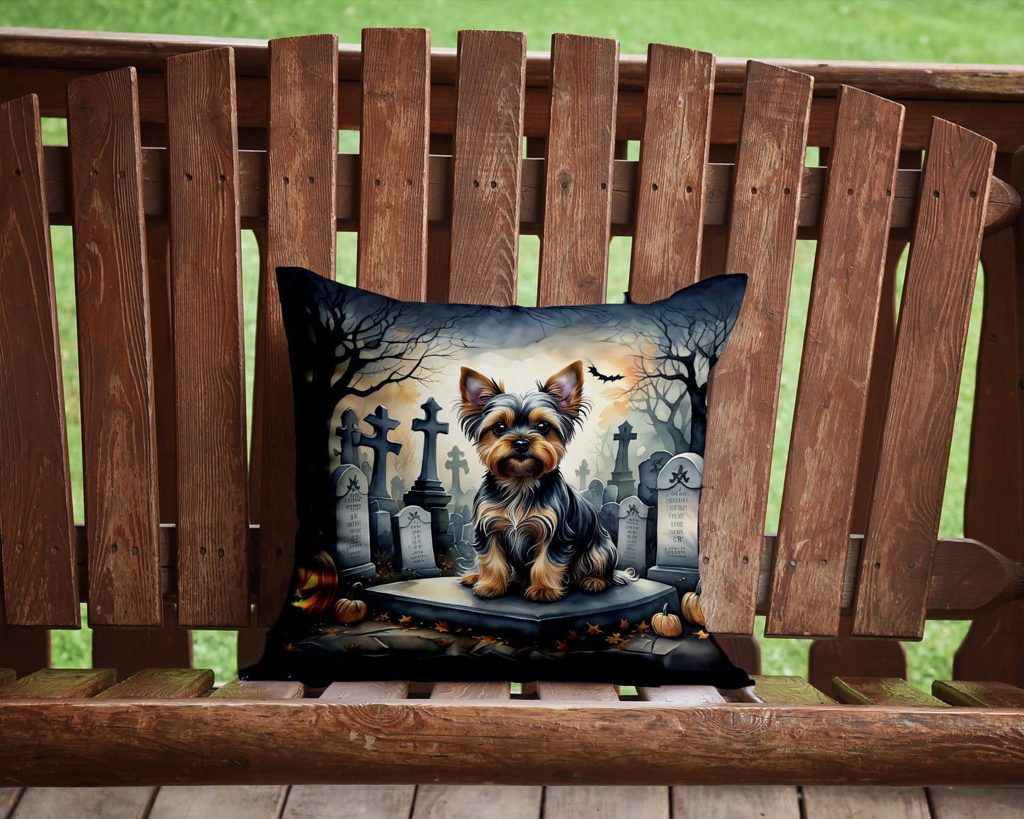 Yorkshire Terrier Spooky Halloween Throw Pillow