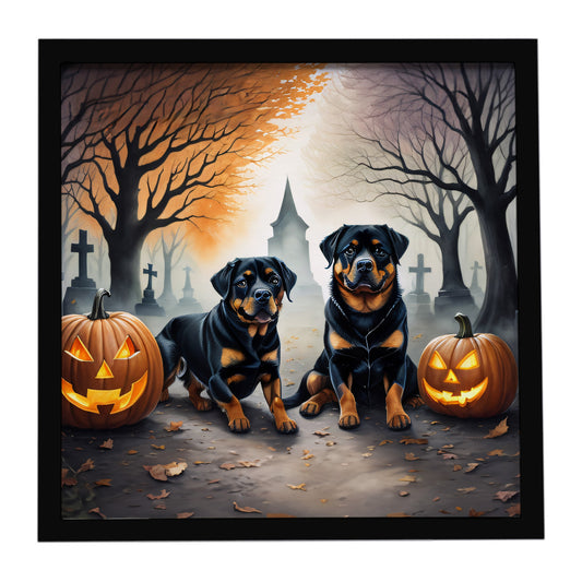 Buy this Rottweiler Spooky Halloween Framed Metal Print