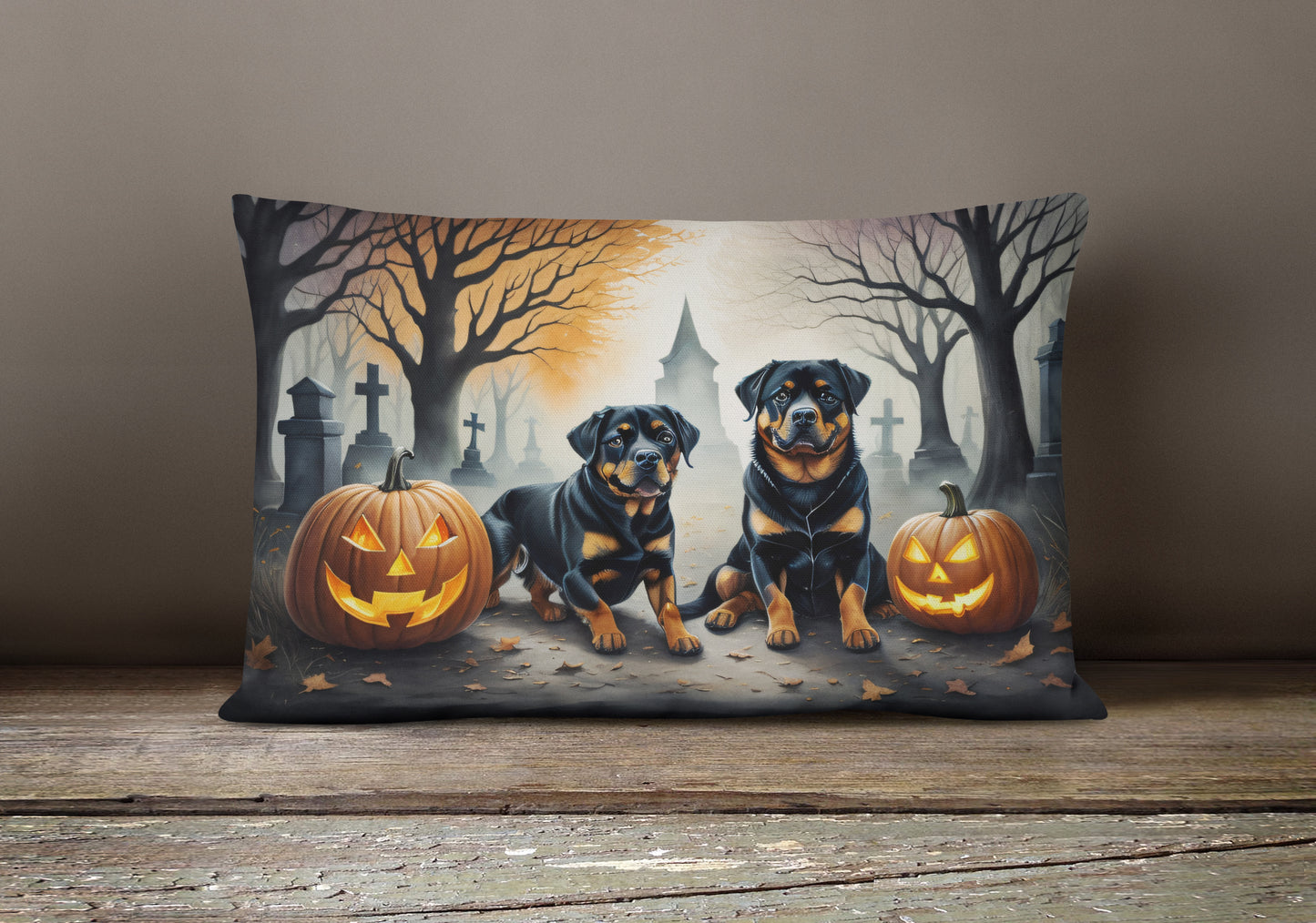 Rottweiler Spooky Halloween Throw Pillow