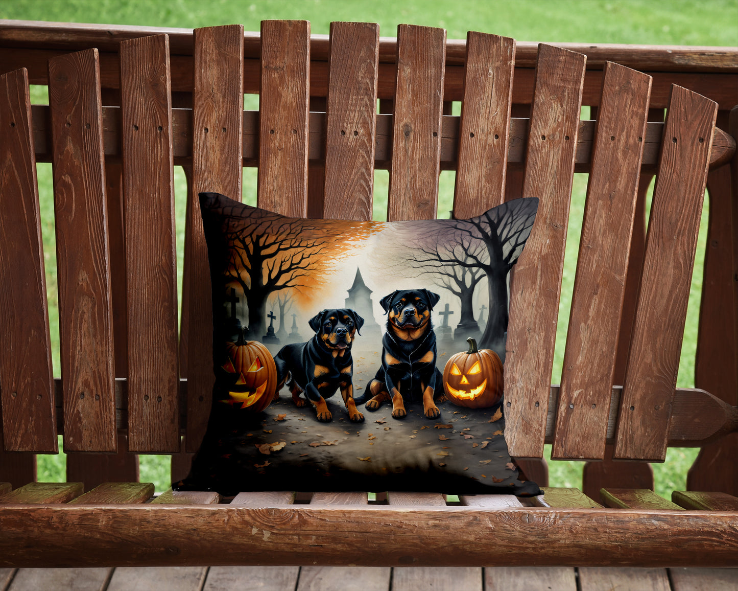 Rottweiler Spooky Halloween Throw Pillow