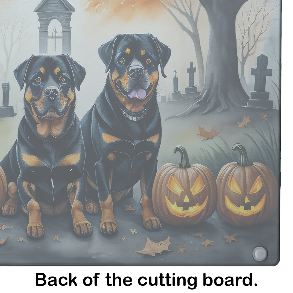 Rottweiler Spooky Halloween Glass Cutting Board