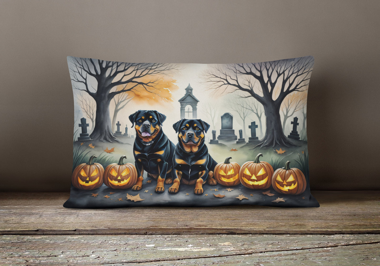 Rottweiler Spooky Halloween Throw Pillow