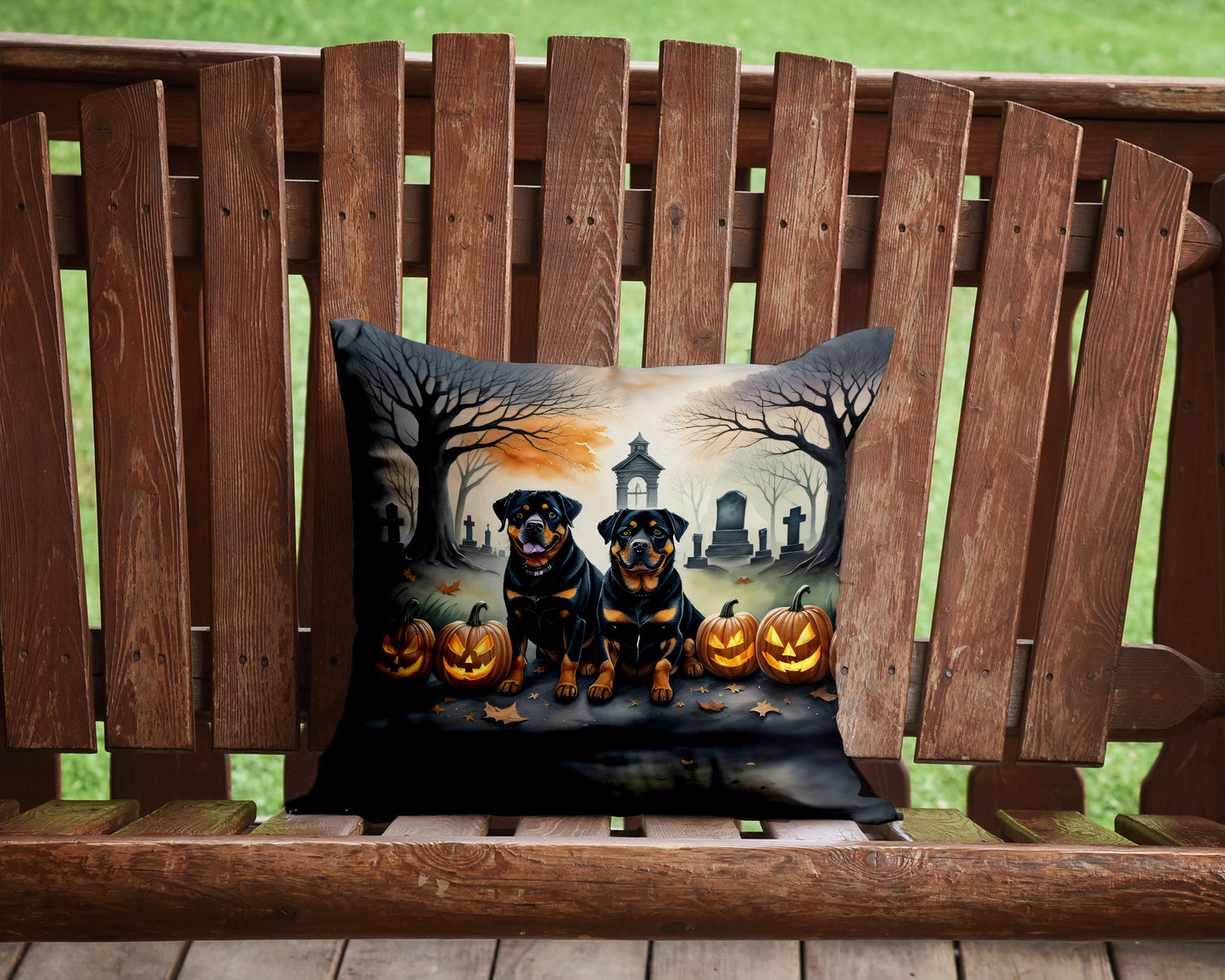 Rottweiler Spooky Halloween Throw Pillow