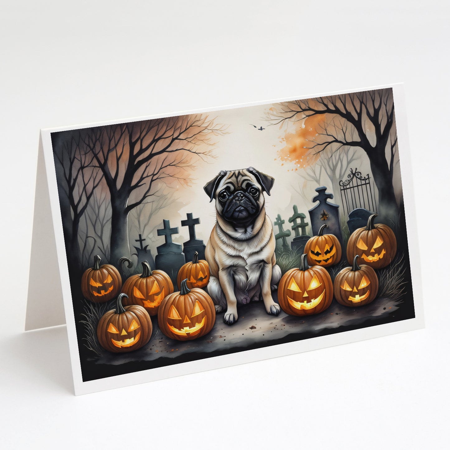 Buy this Fawn Pug Spooky Halloween Greeting Cards Pack of 8