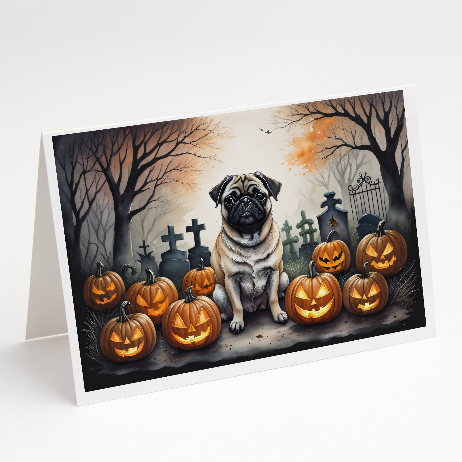 Buy this Fawn Pug Spooky Halloween Greeting Cards Pack of 8