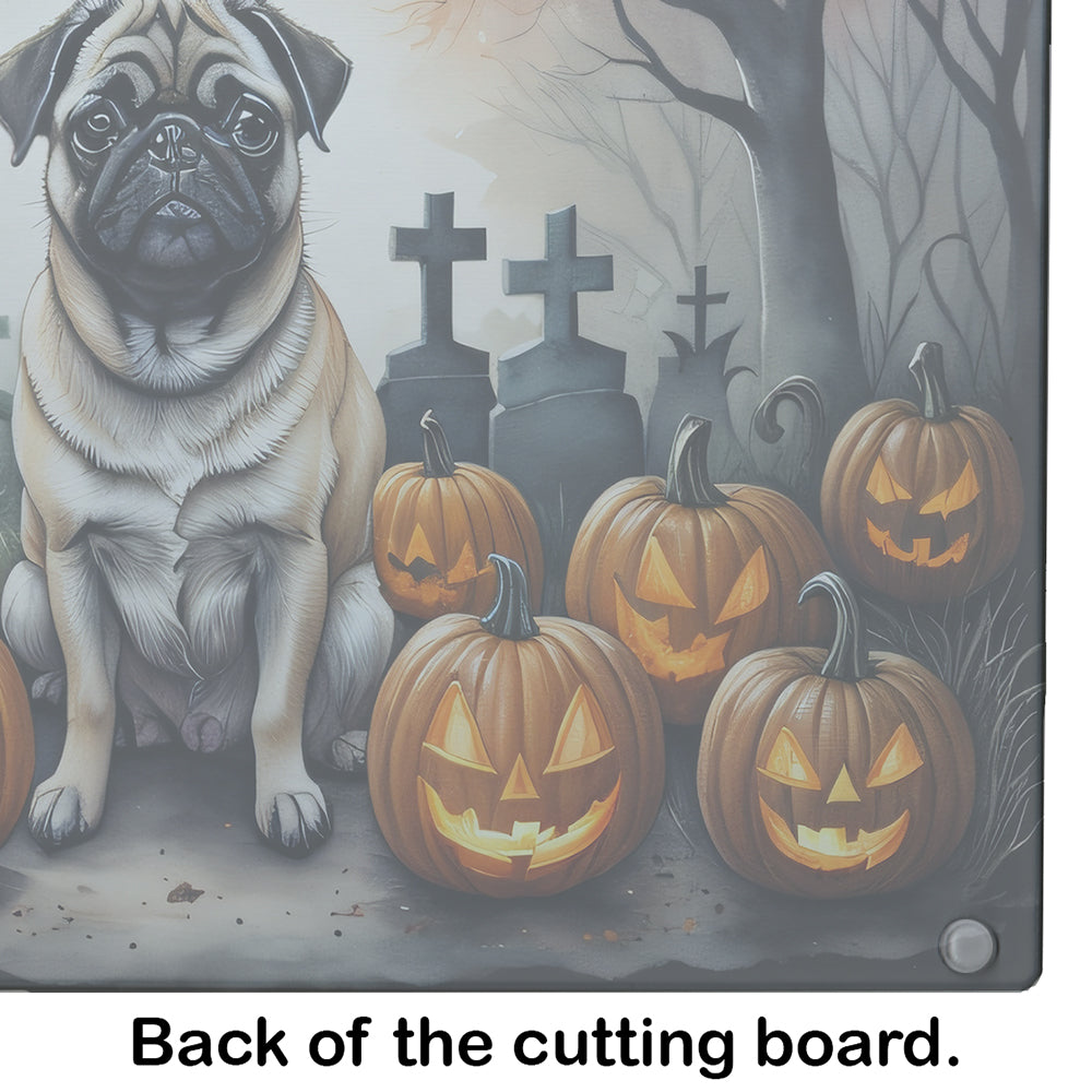 Fawn Pug Spooky Halloween Glass Cutting Board