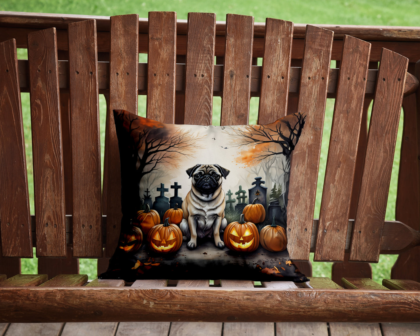 Fawn Pug Spooky Halloween Throw Pillow