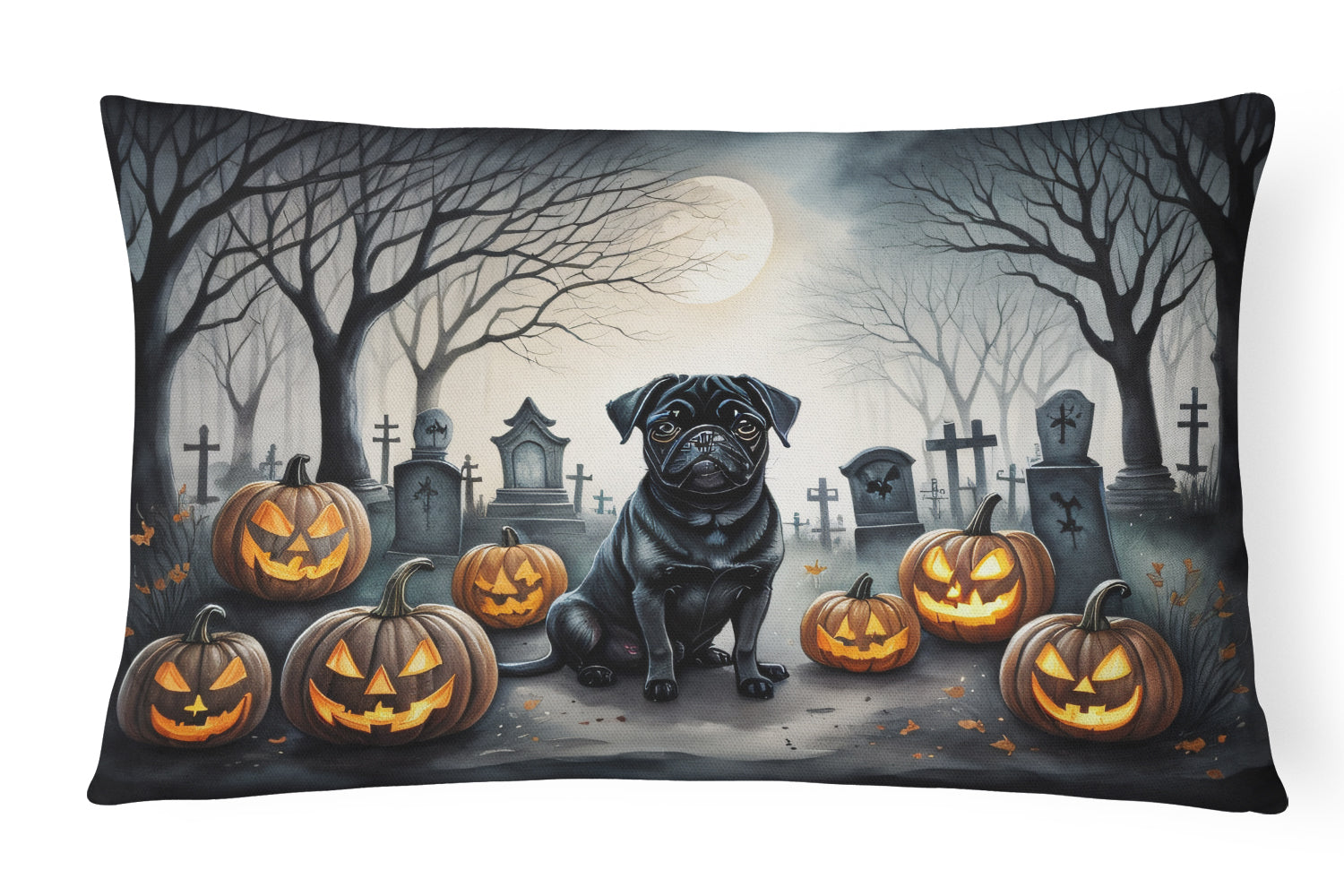 Buy this Black Pug Spooky Halloween Throw Pillow