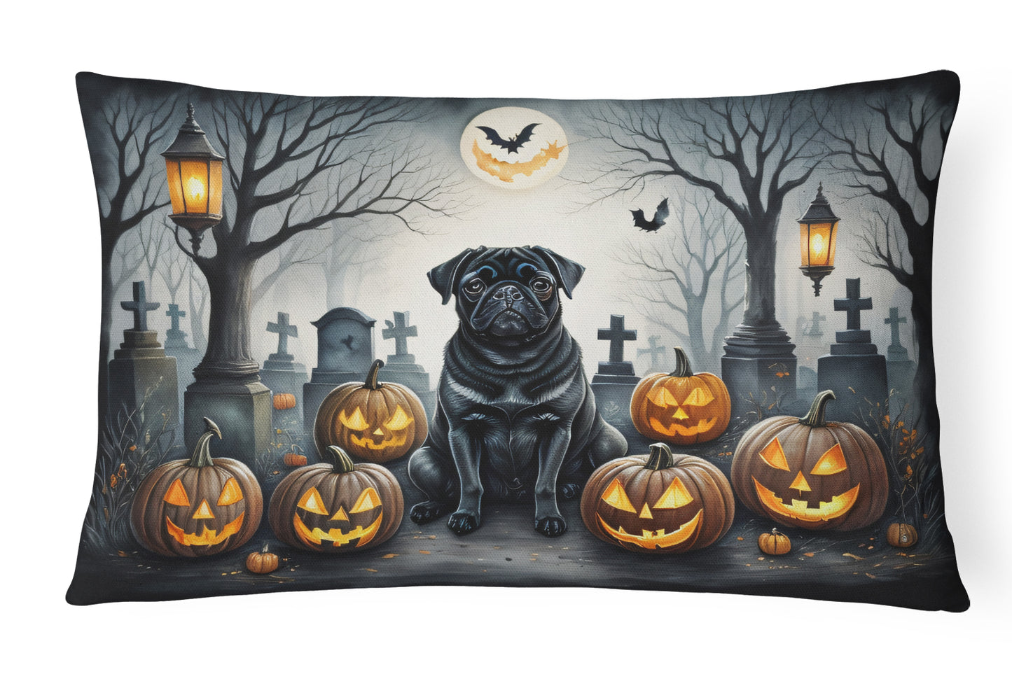 Buy this Black Pug Spooky Halloween Throw Pillow