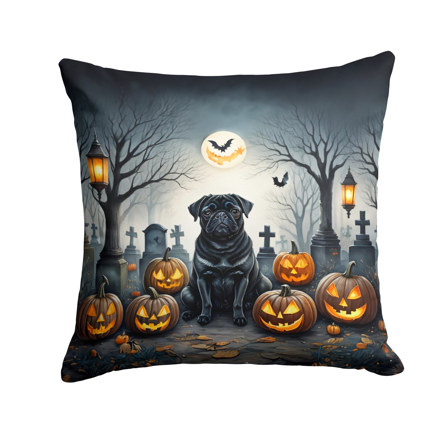 Buy this Black Pug Spooky Halloween Throw Pillow