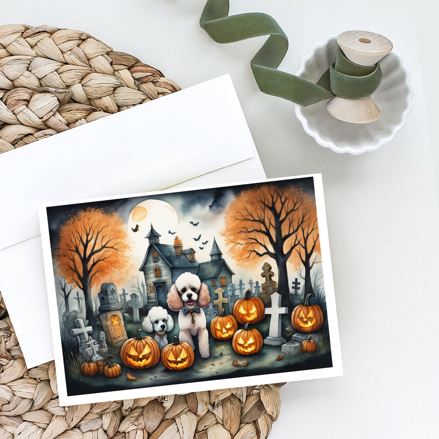 Poodle Spooky Halloween Greeting Cards Pack of 8