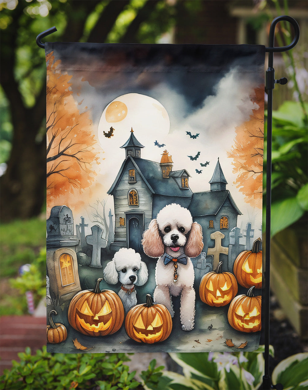 Poodle Spooky Halloween Garden Flag