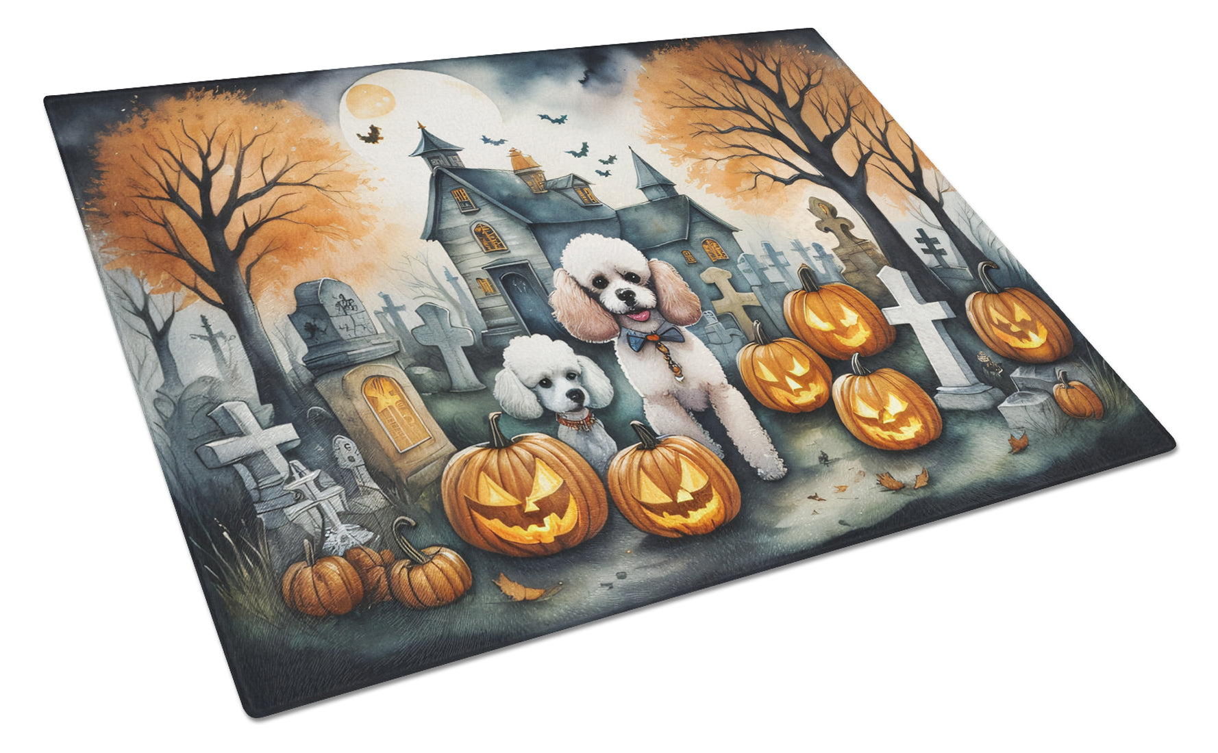 Buy this Poodle Spooky Halloween Glass Cutting Board