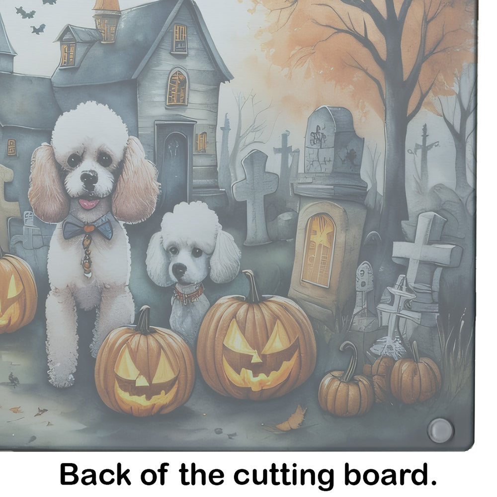 Poodle Spooky Halloween Glass Cutting Board