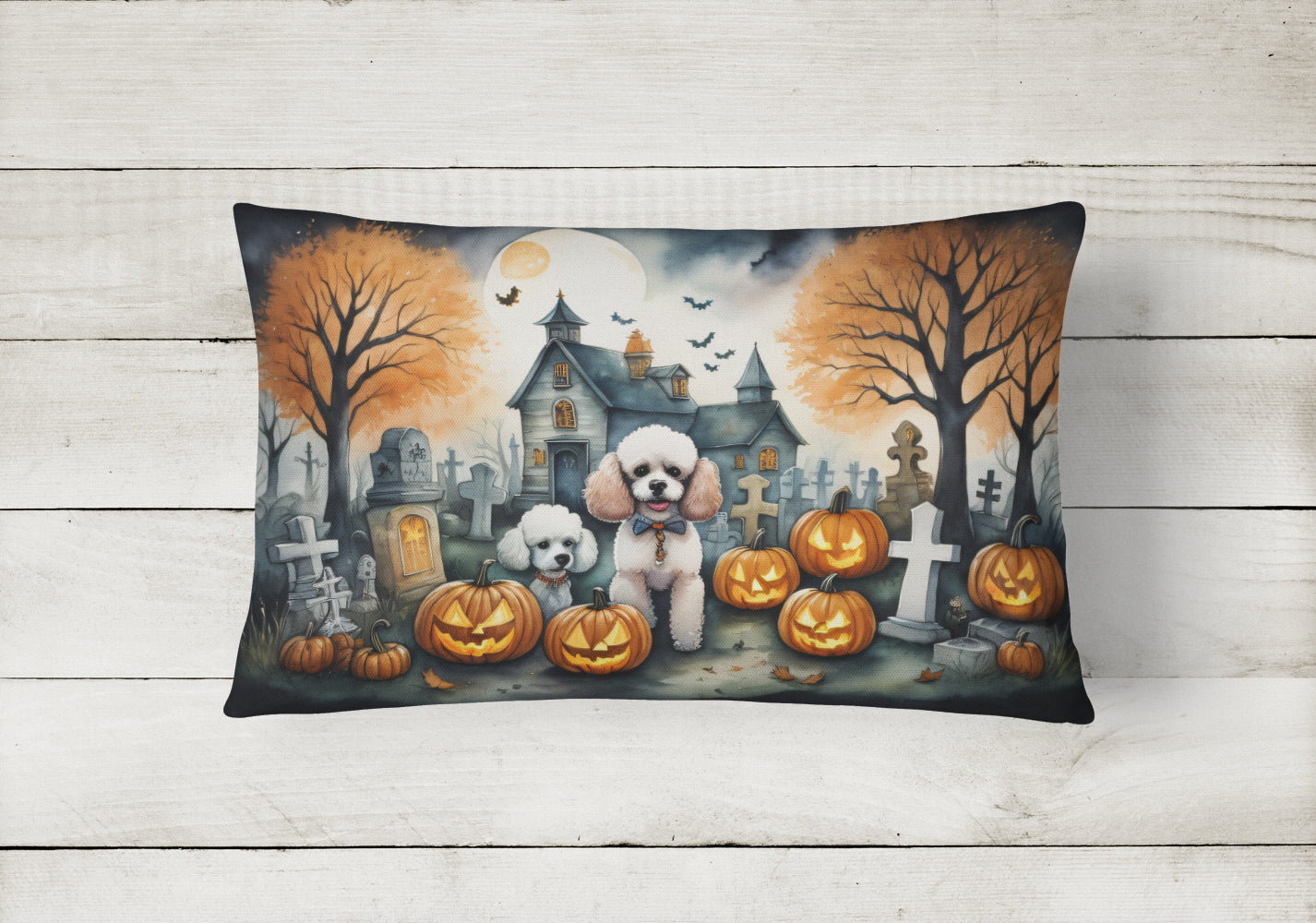 Poodle Spooky Halloween Throw Pillow