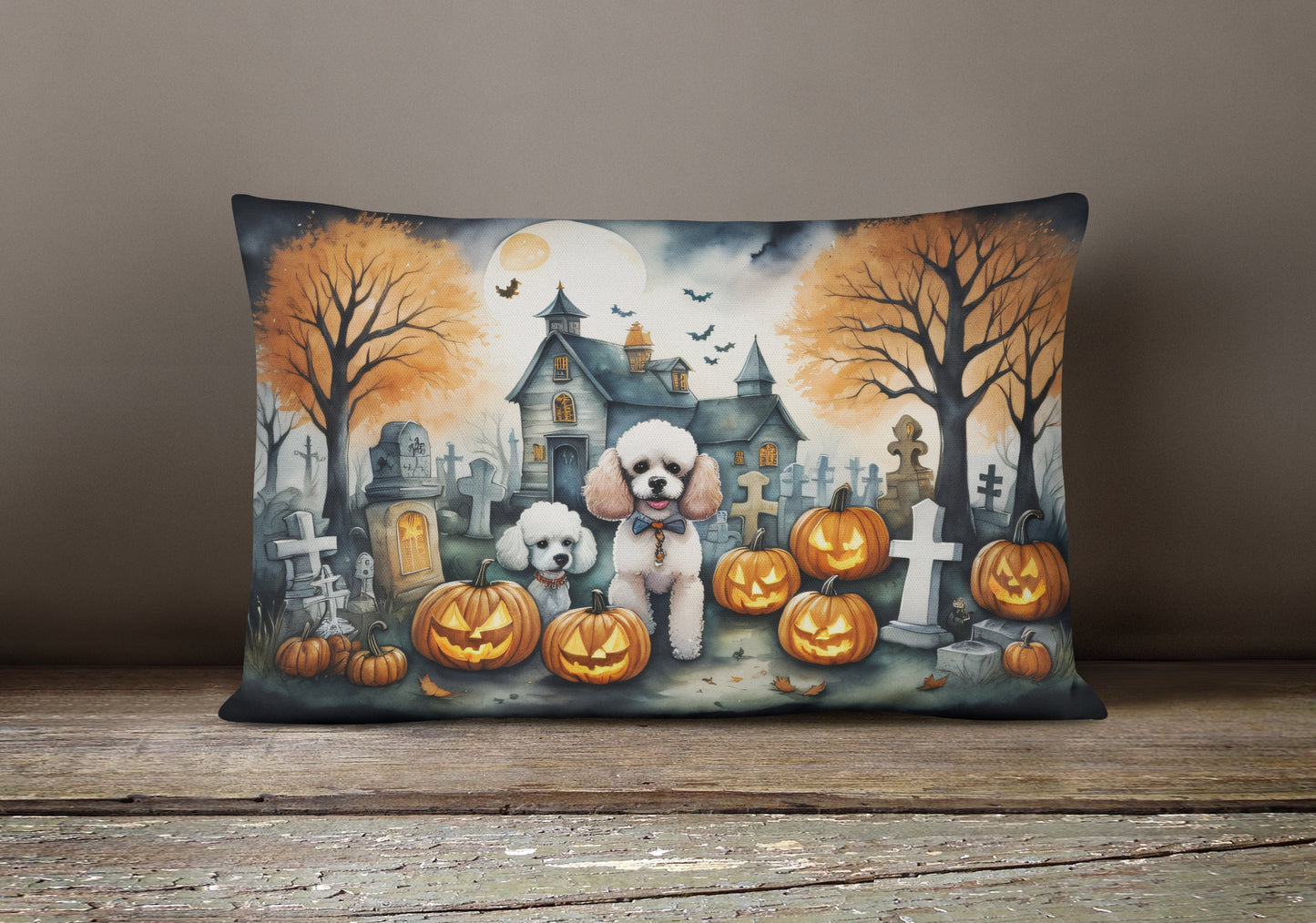 Poodle Spooky Halloween Throw Pillow