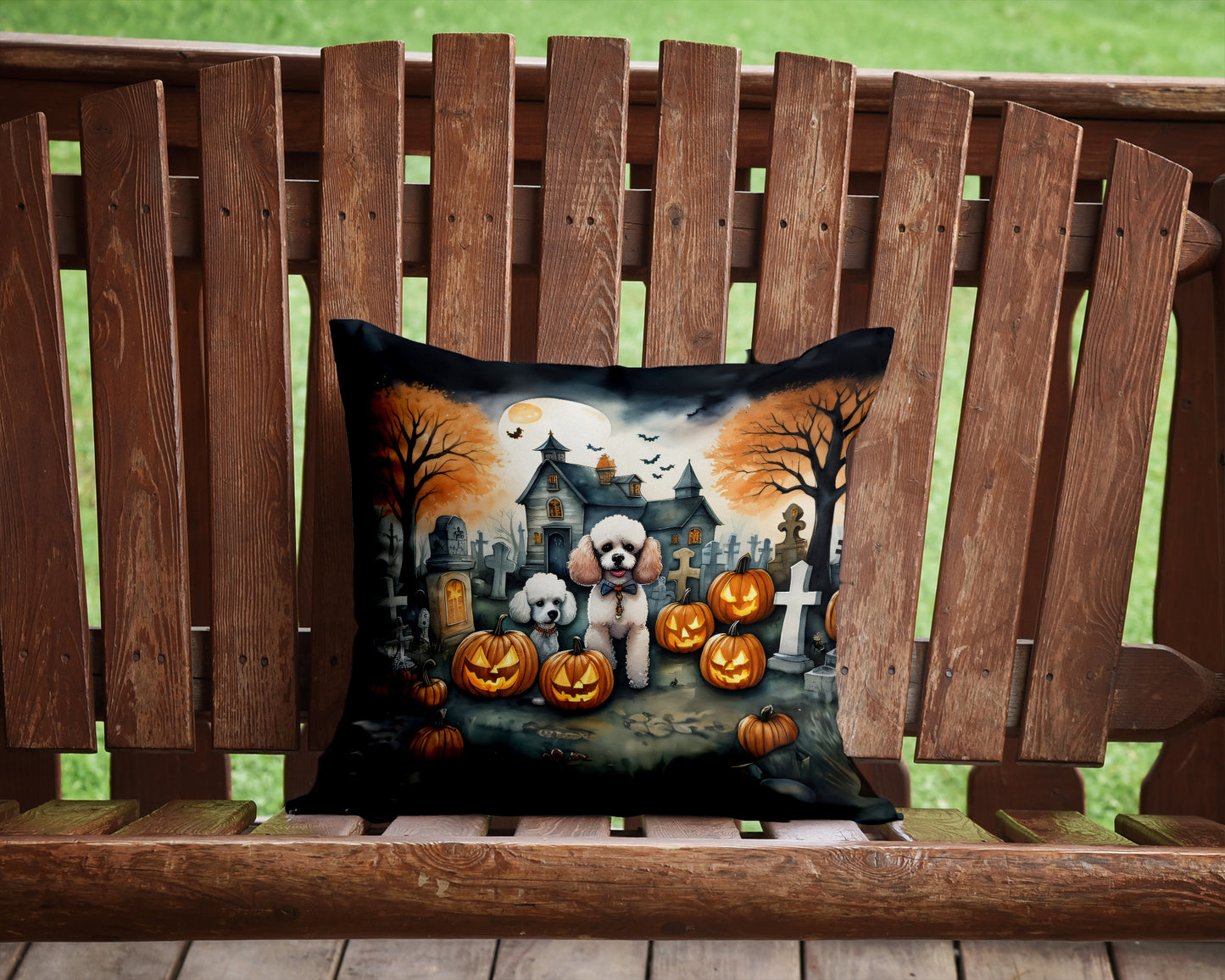 Poodle Spooky Halloween Throw Pillow