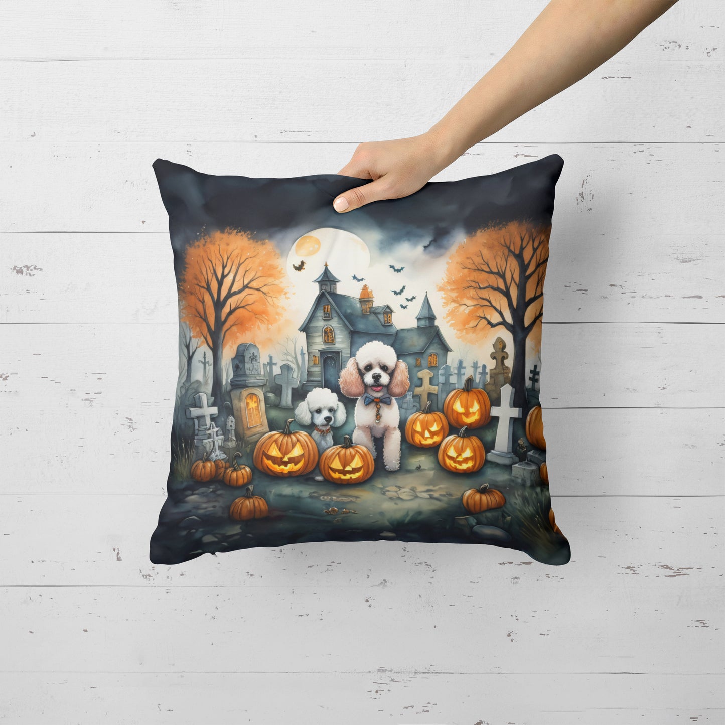 Poodle Spooky Halloween Throw Pillow