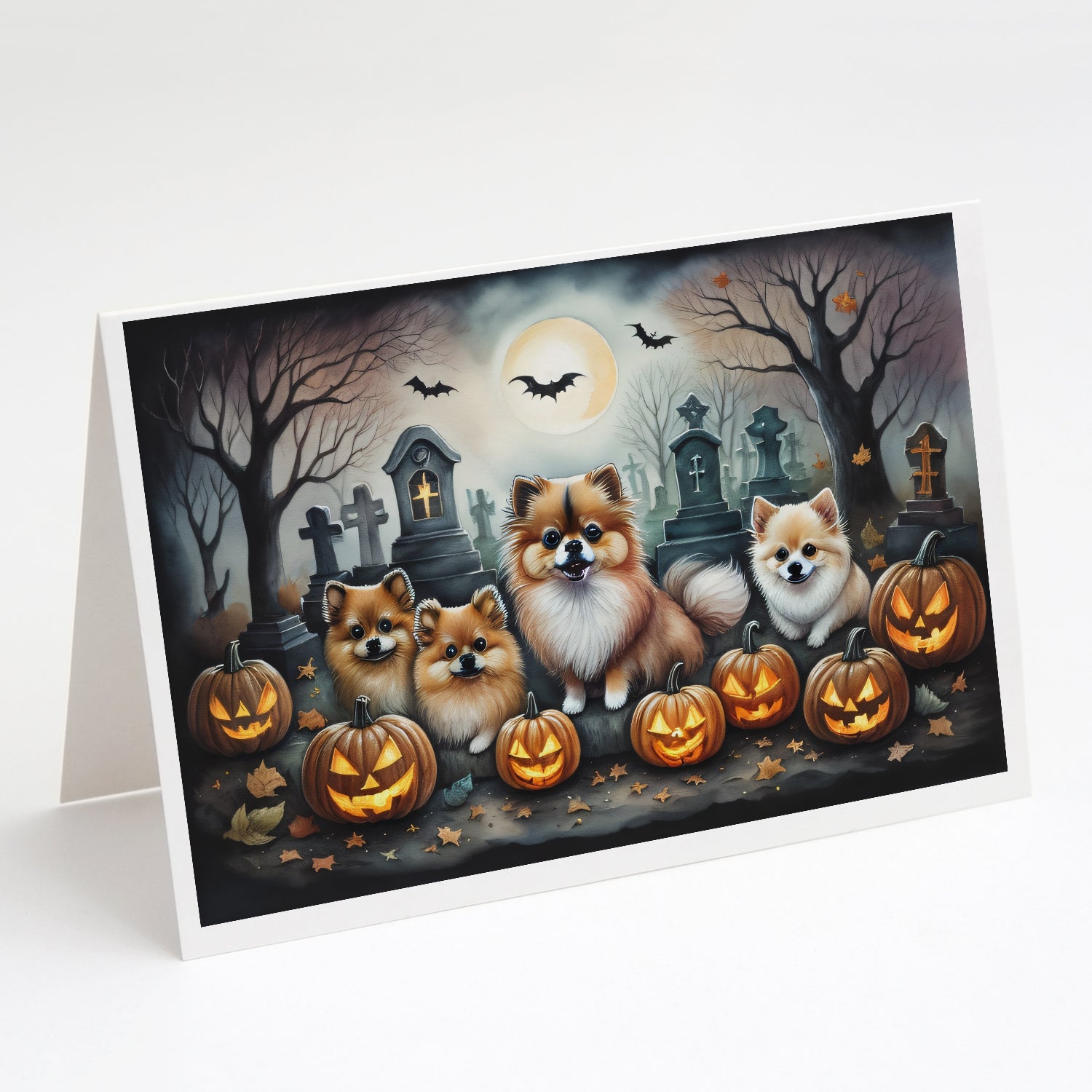 Buy this Pomeranian Spooky Halloween Greeting Cards Pack of 8