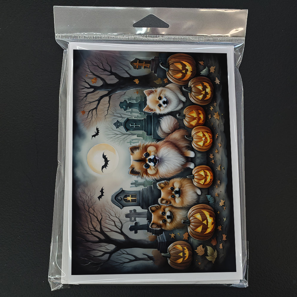 Pomeranian Spooky Halloween Greeting Cards Pack of 8