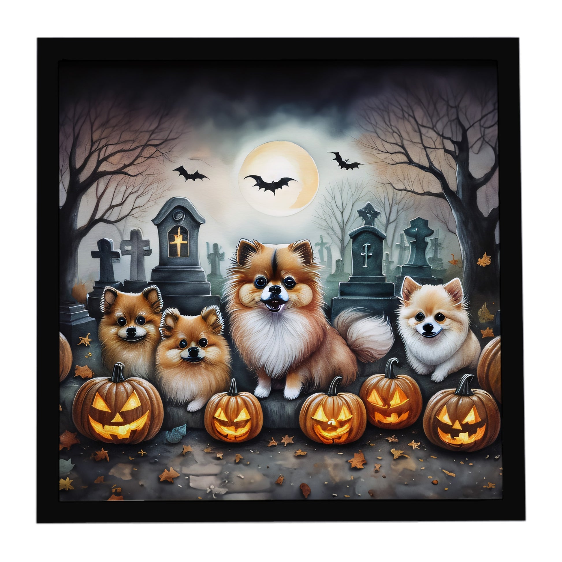 Buy this Pomeranian Spooky Halloween Framed Metal Print