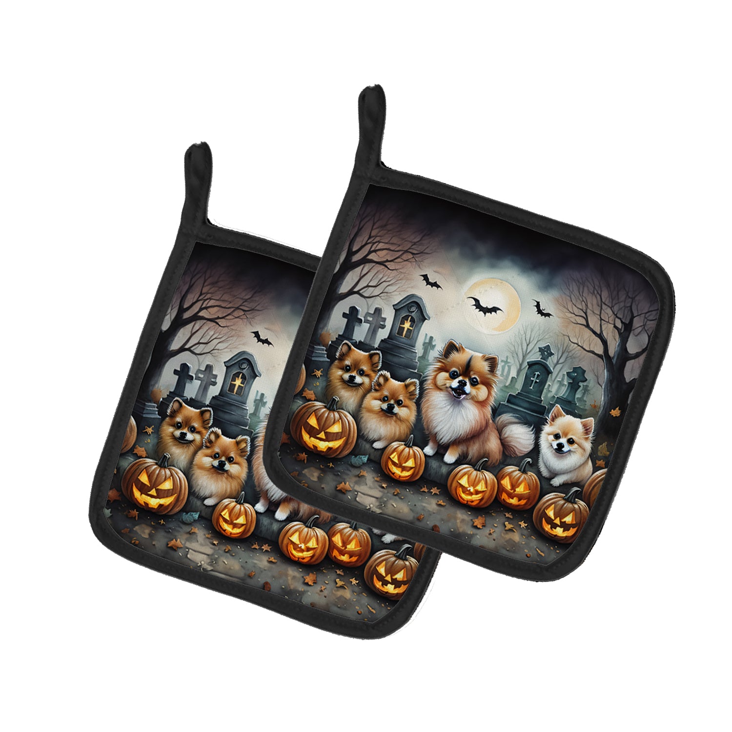 Buy this Pomeranian Spooky Halloween Pair of Pot Holders