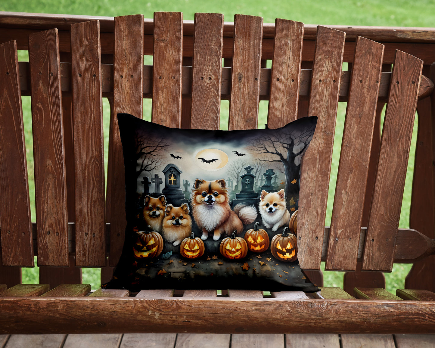 Pomeranian Spooky Halloween Throw Pillow