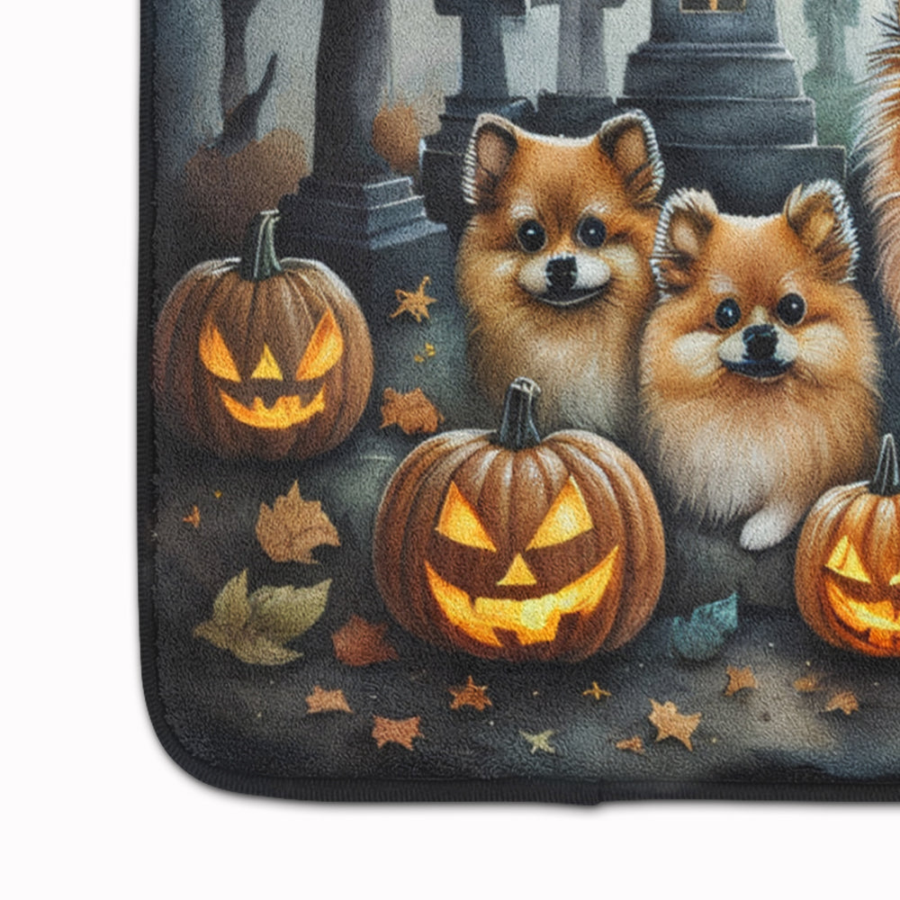 Pomeranian Spooky Halloween Memory Foam Kitchen Mat