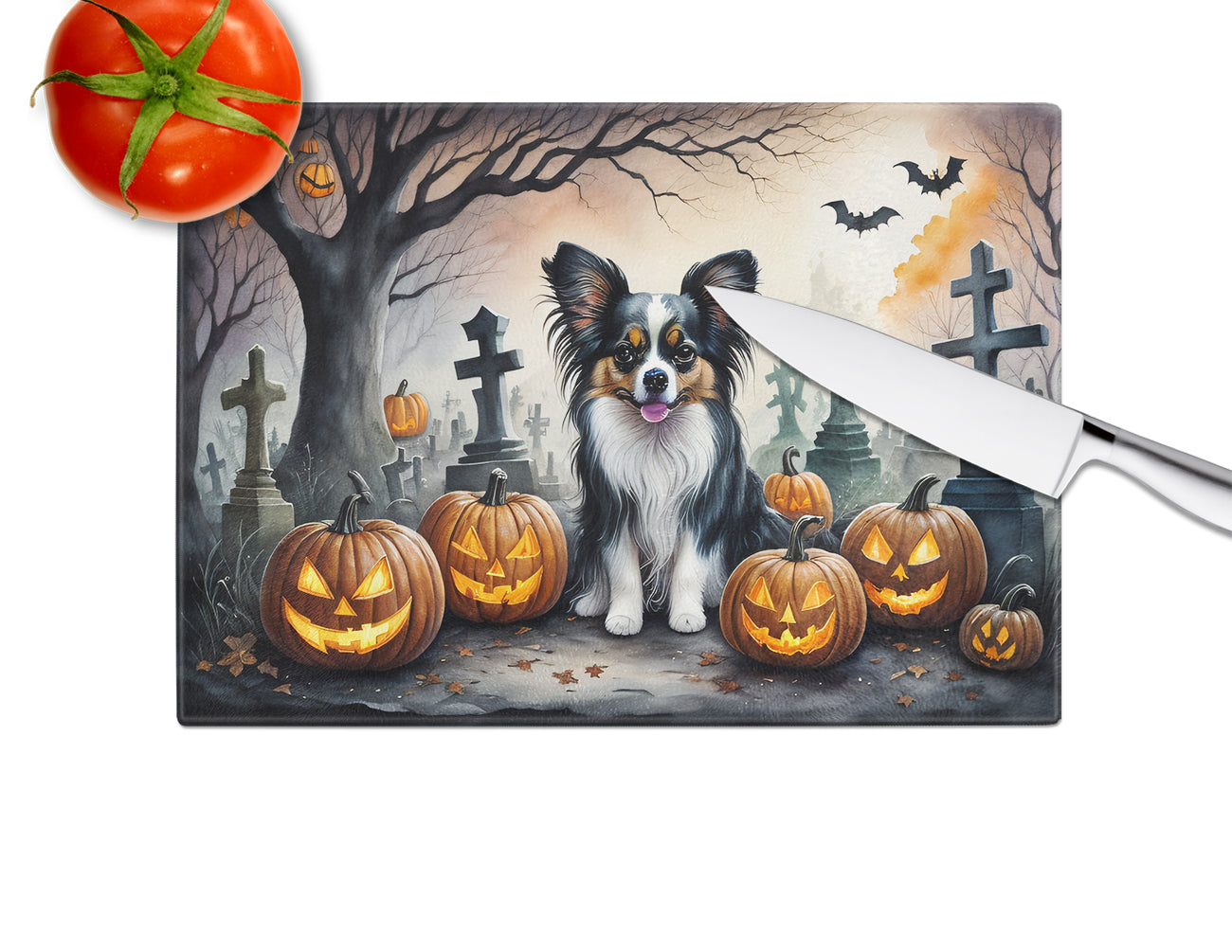 Papillon Spooky Halloween Glass Cutting Board